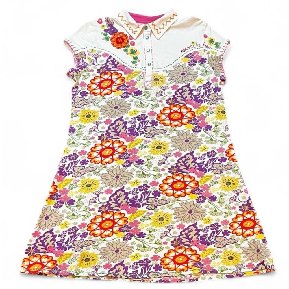 Double D Ranch Floral Mini Dress in White, Purple, Yellow, Orange